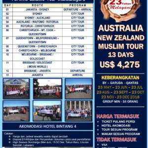 Tour Muslim Australia New Zealand 13D Tahun Baru 2019