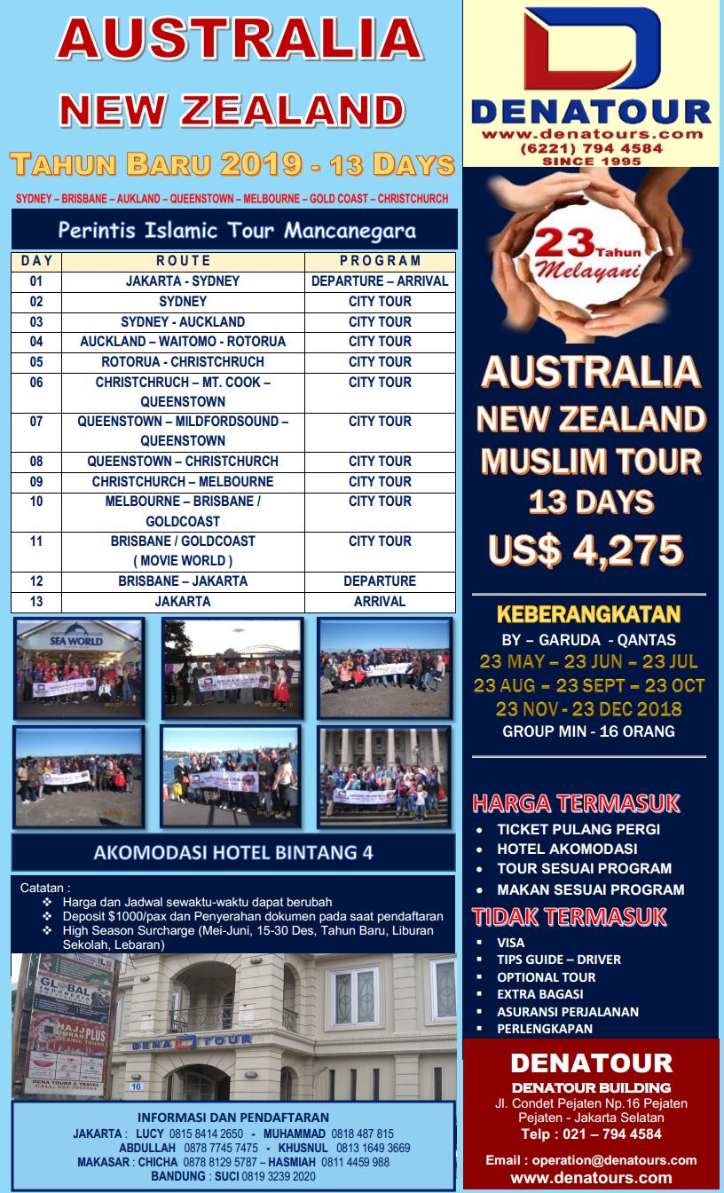 Tour Australia New Zealand 13D Tahun Baru Dena Islamic Tour